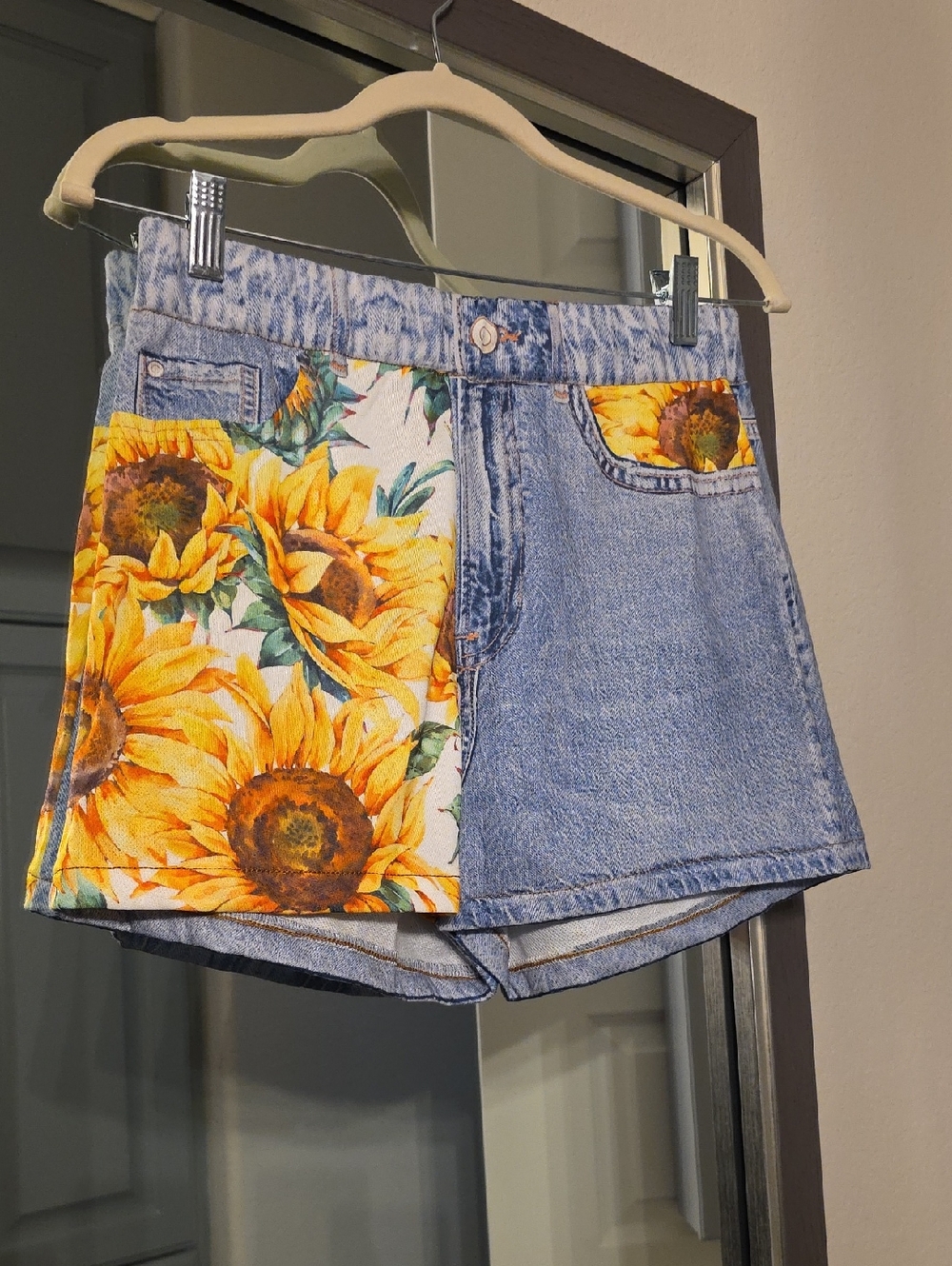 Sunflower High-Rise Denim Shorts - Blue/Yellow